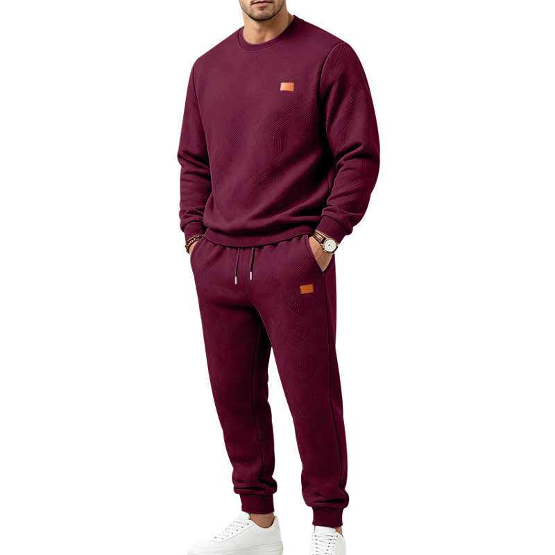 Ensemble de sport décontracté pour hommes en jacquard texturé