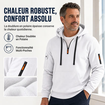 Sweat-shirt à capuche doublé molletonné pour homme, coupe ample, vêtement de travail décontracté pour l'automne et l'hiver