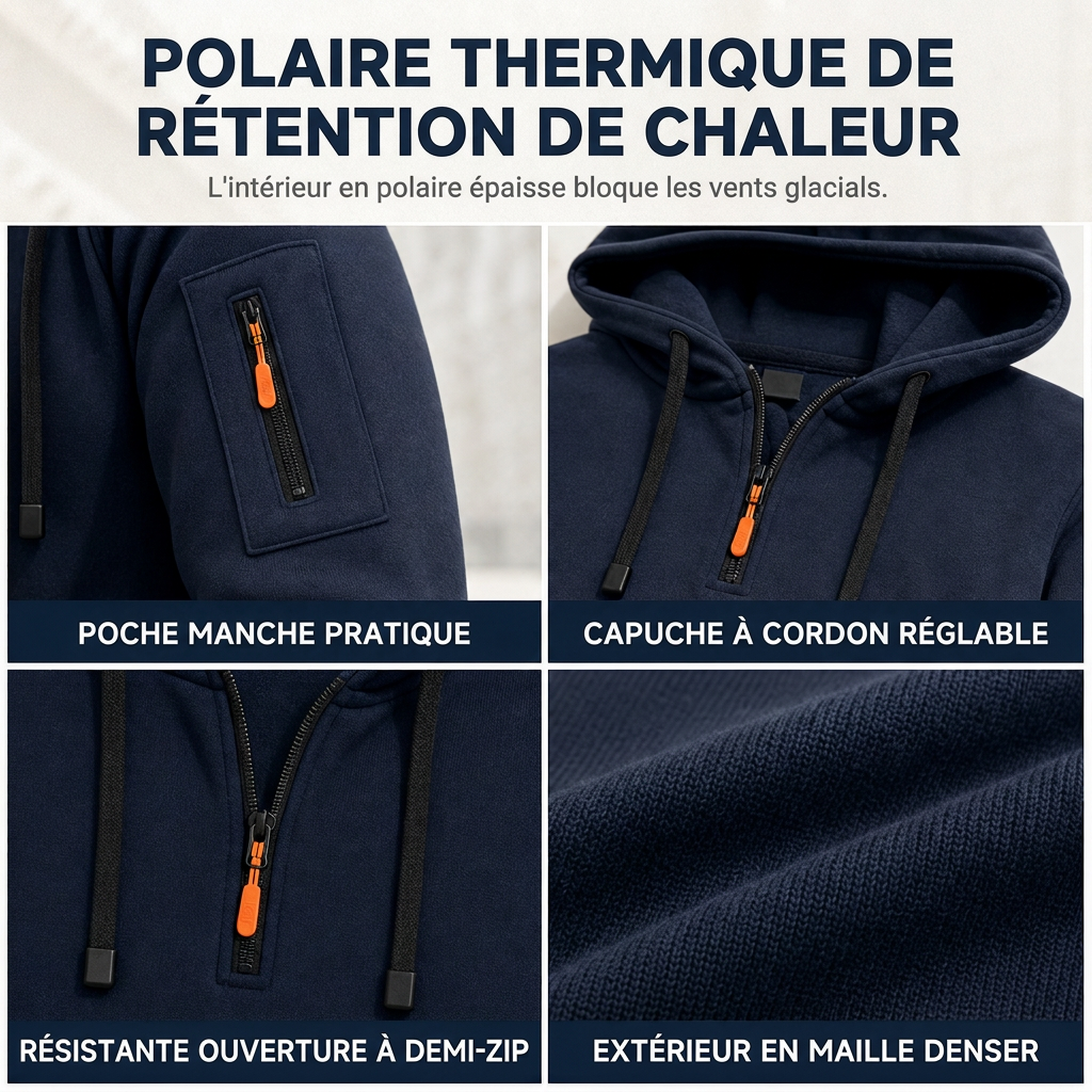 Sweat-shirt à capuche doublé molletonné pour homme, coupe ample, vêtement de travail décontracté pour l'automne et l'hiver