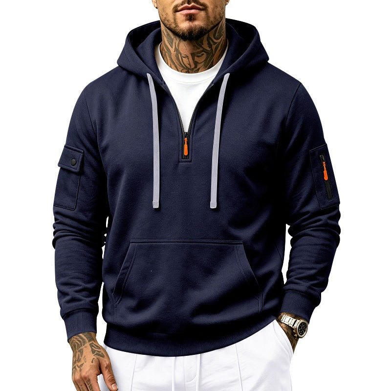 Sweat-shirt à capuche doublé molletonné pour homme, coupe ample, vêtement de travail décontracté pour l'automne et l'hiver