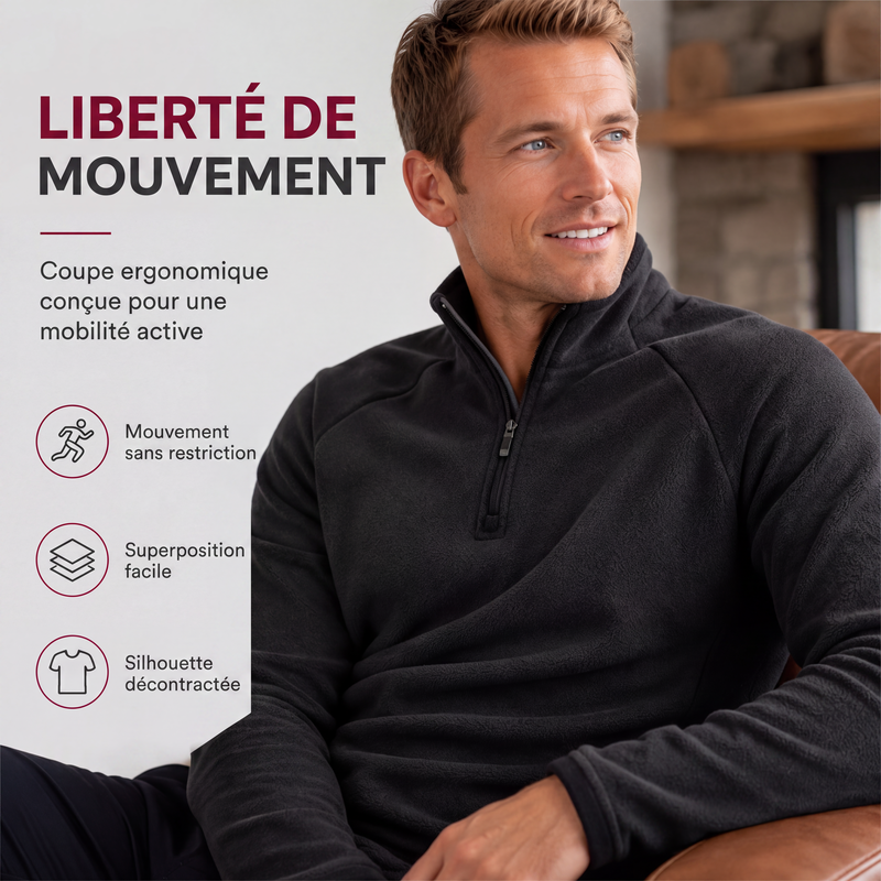 Sweat chaud pour homme en polaire avec col montant