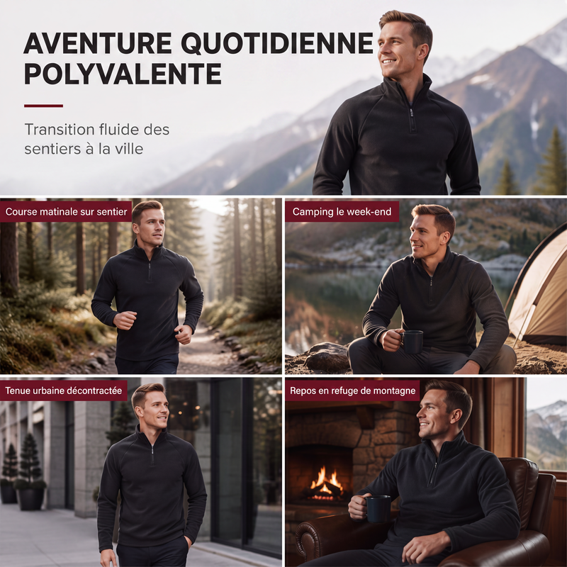 Sweat chaud pour homme en polaire avec col montant