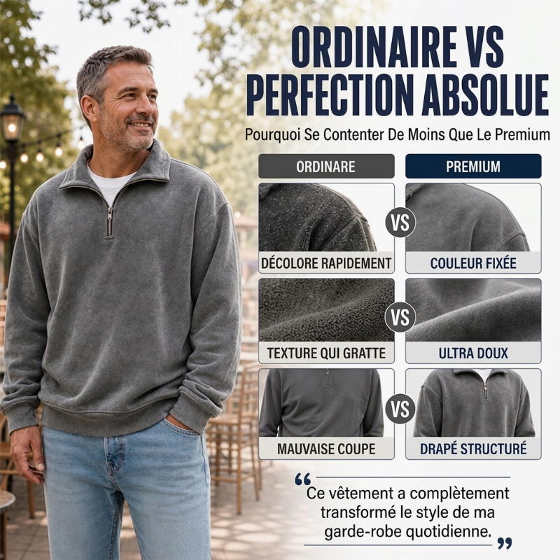 Sweat-shirt décontracté à col zippé pour homme