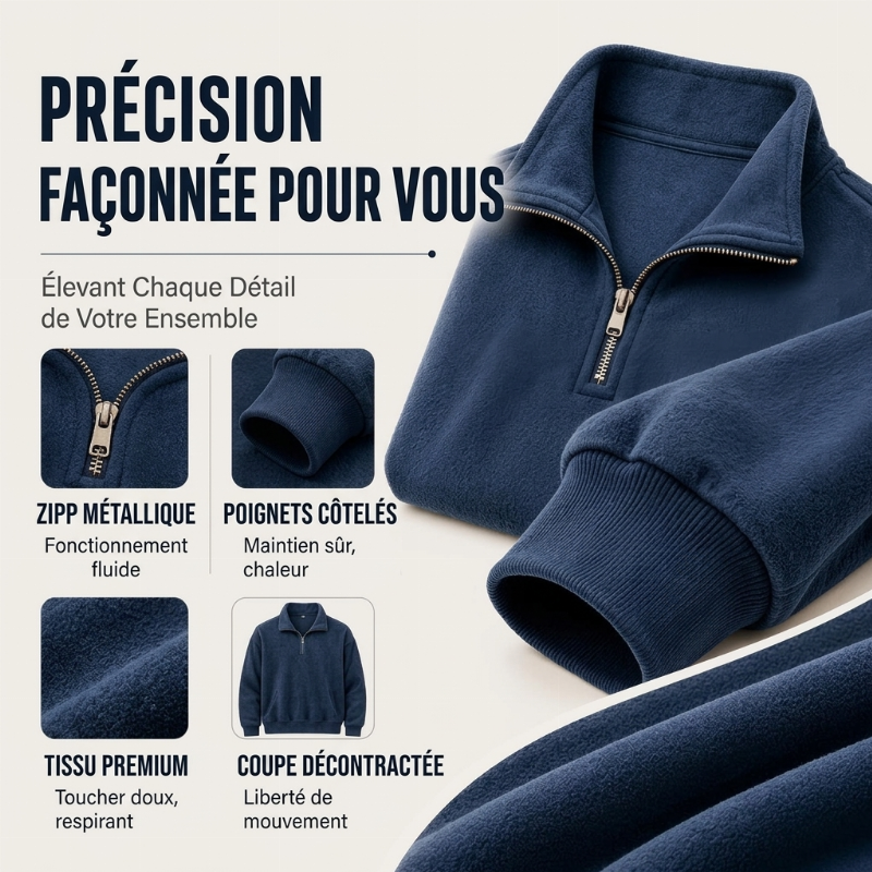 Sweat-shirt décontracté à col zippé pour homme
