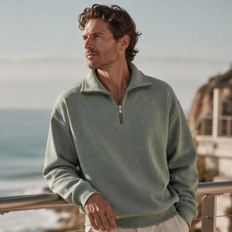 Sweat-shirt décontracté à col zippé pour homme
