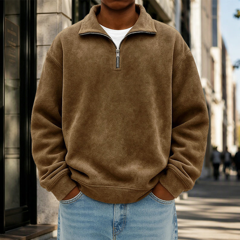 Sweat-shirt décontracté à col zippé pour homme