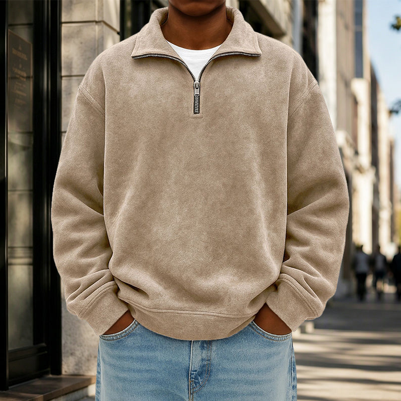 Sweat-shirt décontracté à col zippé pour homme