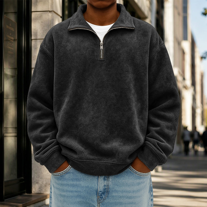 Sweat-shirt décontracté à col zippé pour homme