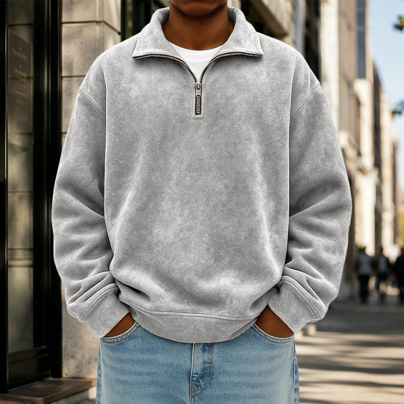 Sweat-shirt décontracté à col zippé pour homme