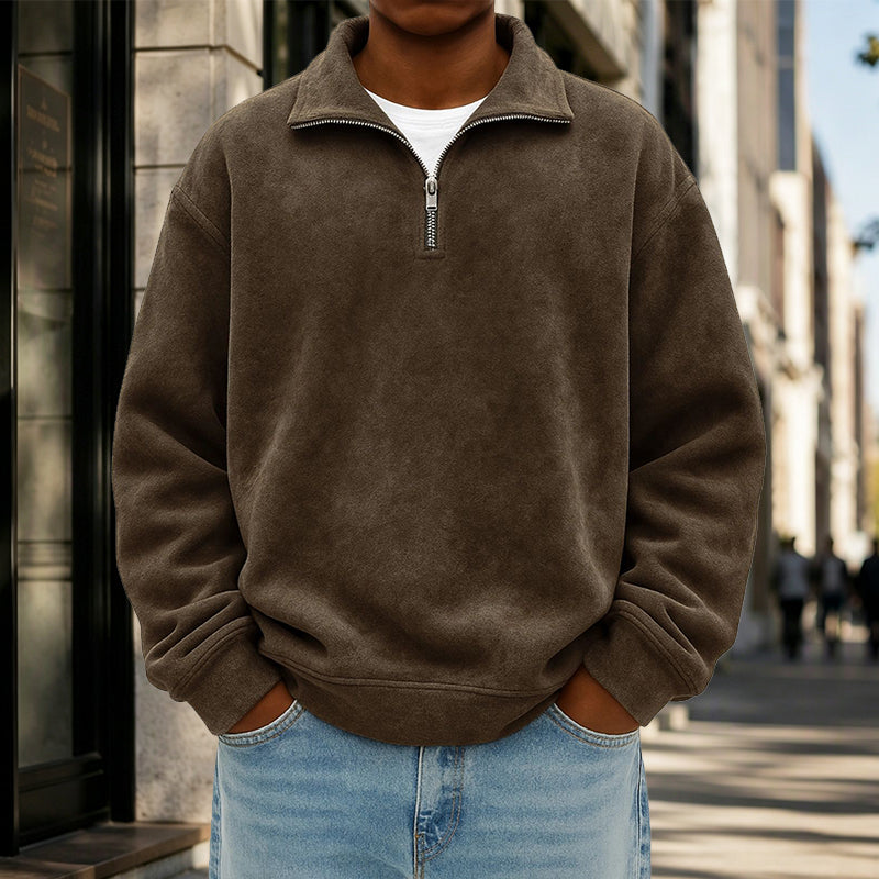 Sweat-shirt décontracté à col zippé pour homme