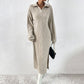 Robe longue pour femme en maille côtelée avec col et fente