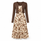 Ensemble 2 pièces pour femmes : robe à bretelles florale vintage et cardigan court en maille côtelée
