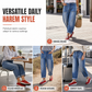 Jeans extensibles pour femmes grandes tailles, taille mi-haute, pantalons en jean à jambe barrée courte avec ourlet retroussé et poches plaquées cousues