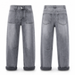 Jeans extensibles pour femmes grandes tailles, taille mi-haute, pantalons en jean à jambe barrée courte avec ourlet retroussé et poches plaquées cousues