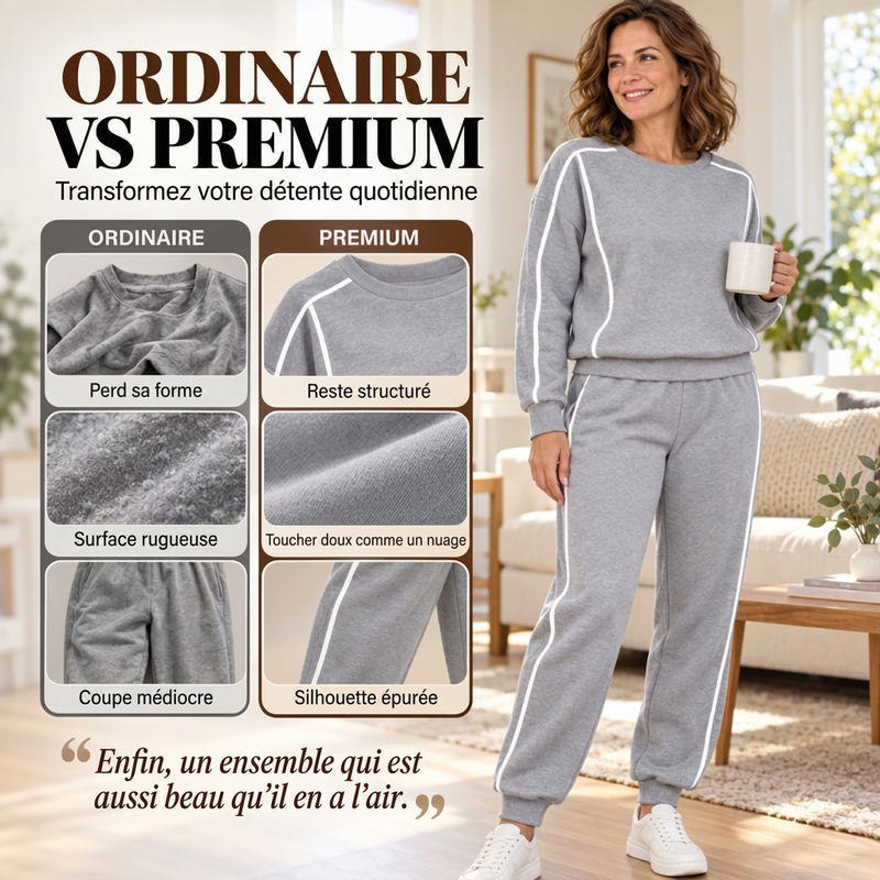Ensemble 2 pièces femme : sweat à bordure contrastée et jogging