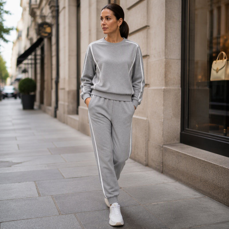 Ensemble 2 pièces femme : sweat à bordure contrastée et jogging
