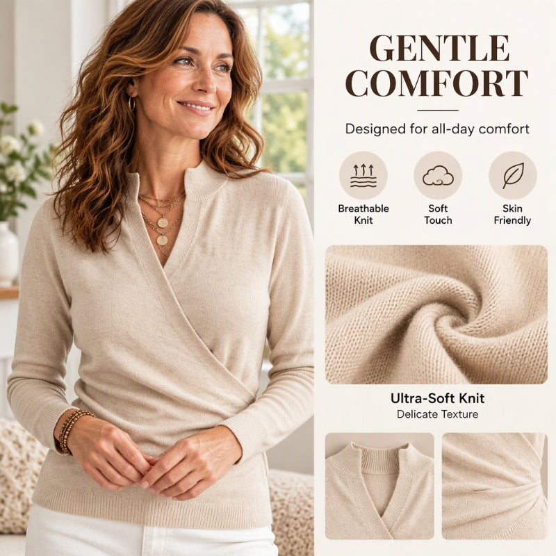 Haut en maille élégant à col en V croisé pour femme