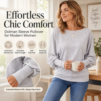 Pull décontracté à manches chauve-souris pour femme