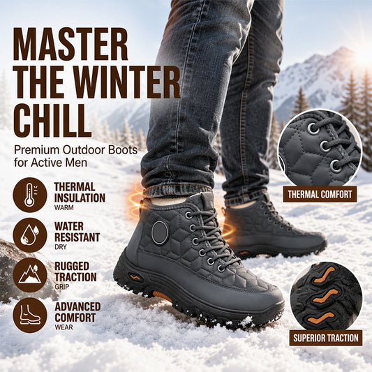 Bottes de neige chaudes pour hommes à doublure pelucheuse