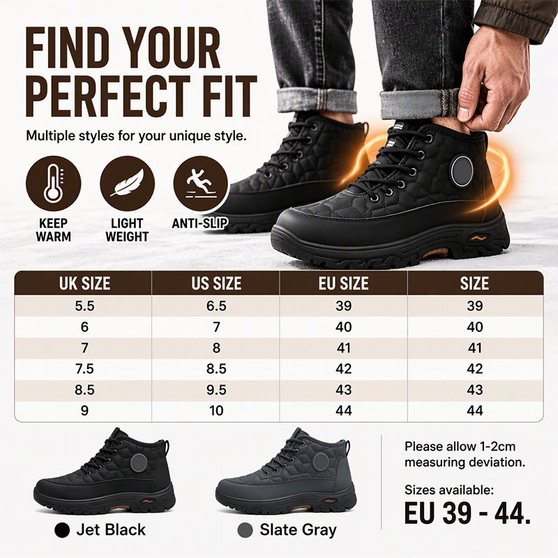 Bottes de neige chaudes pour hommes à doublure pelucheuse