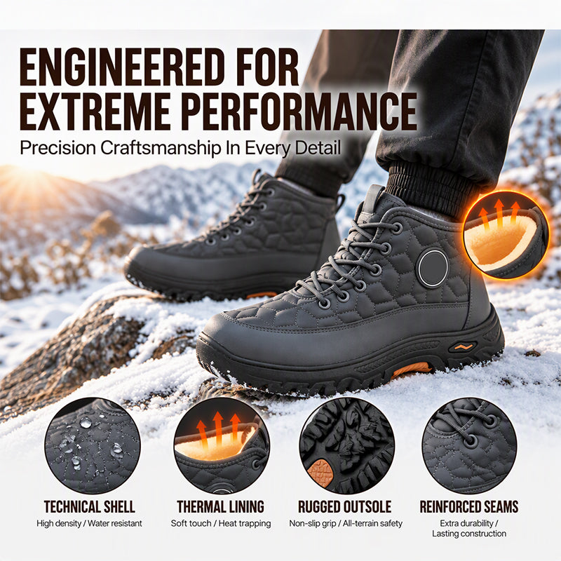 Bottes de neige chaudes pour hommes à doublure pelucheuse