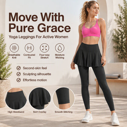 Legging taille haute pour femme avec jupe