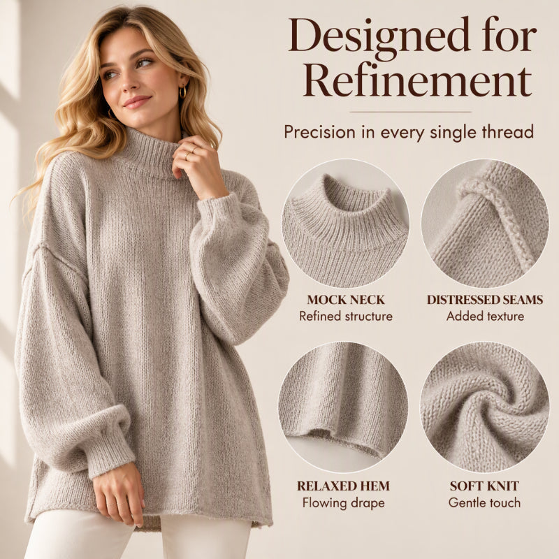 Pull en maille à col montant et coupe ample pour femme