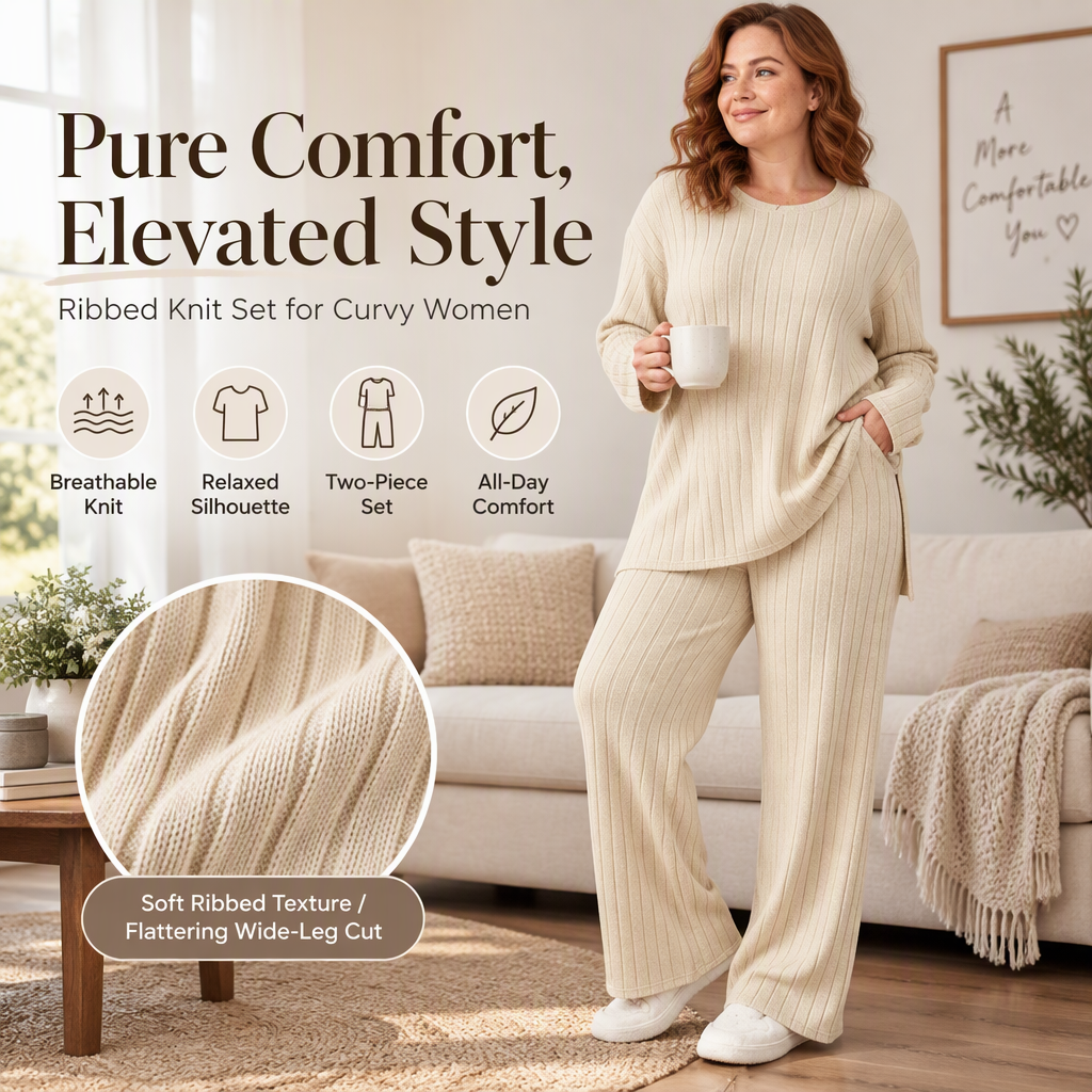 💖Soldes ! Prix cassés💖Ensemble haut côtelé fendu et pantalon pour femme