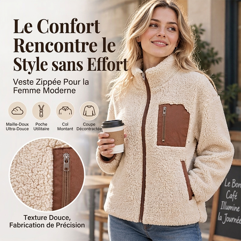 💖Soldes ! Prix cassés💖Veste d'hiver en peluche sherpa zippée pour femme