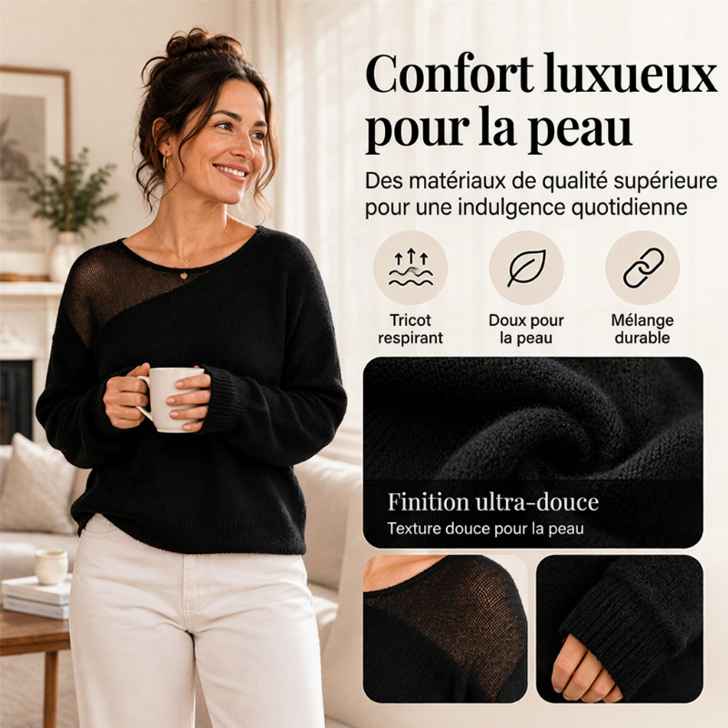 Chandail en fausse fourrure de vison pour femme avec patchwork en maille