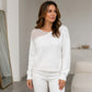 Chandail en fausse fourrure de vison pour femme avec patchwork en maille