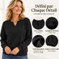 Sweat-shirt décontracté à col V fendu pour femme