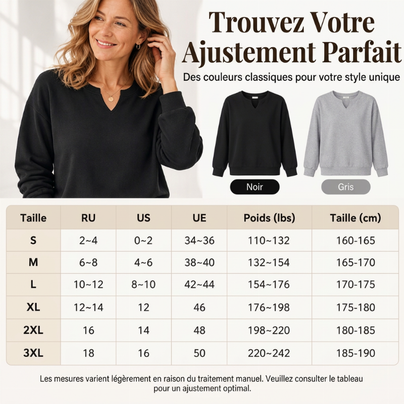 Sweat-shirt décontracté à col V fendu pour femme