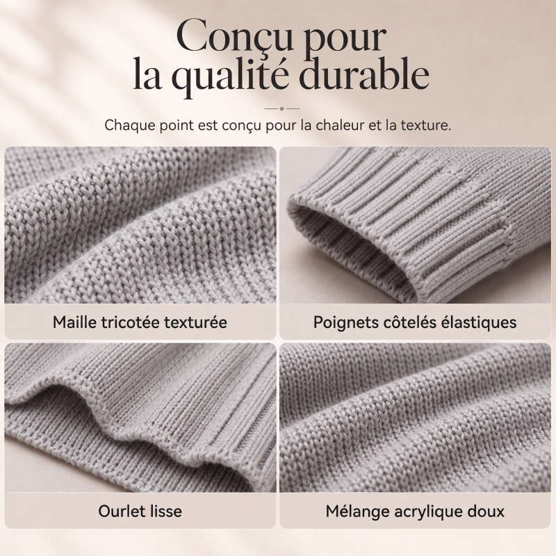 Cardigan en maille épaisse à manches chauve-souris pour femme