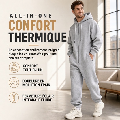 Ensemble de survêtement d'hiver pour homme avec sweat à capuche zippé intégral et pantalon de jogging