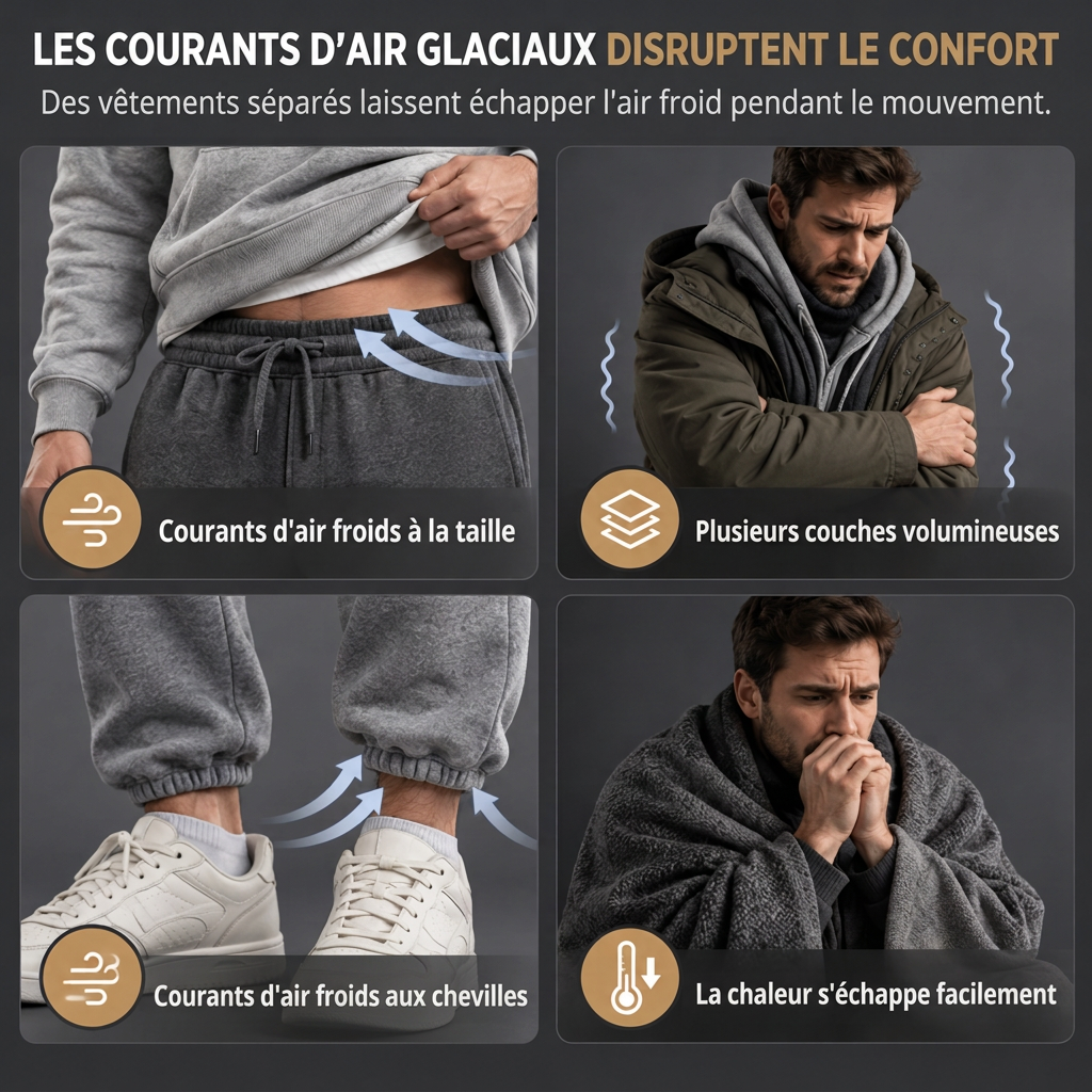 Ensemble de survêtement d'hiver pour homme avec sweat à capuche zippé intégral et pantalon de jogging