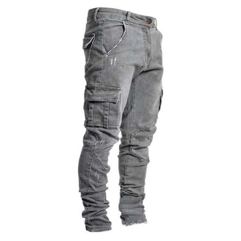 Pantalons cargo en denim ajustés