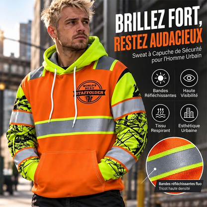 Sweat-shirt à capuche réfléchissant haute visibilité pour homme