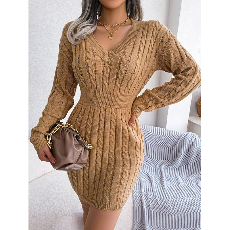 Robe Pull Moulante Élégante en Tricot torsadé pour Femme