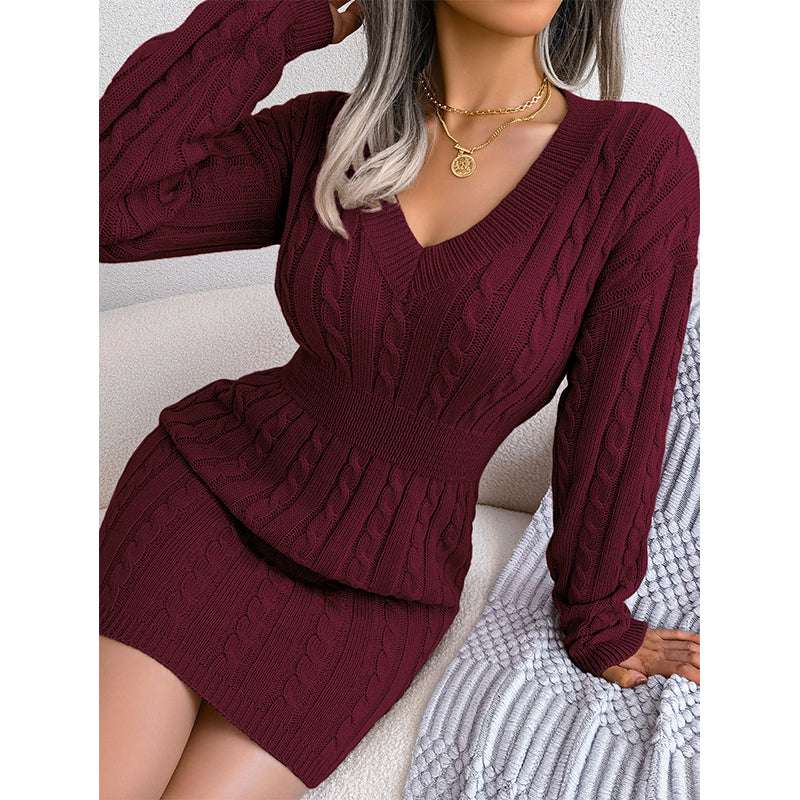 Robe Pull Moulante Élégante en Tricot torsadé pour Femme