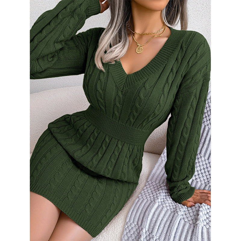 Robe Pull Moulante Élégante en Tricot torsadé pour Femme
