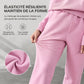 Ensemble pantalon deux pièces décontracté, couleur unie, haut à col rabattu zippé et pantalon long tenue pour l'automne et l'hiver