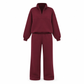 Ensemble pantalon deux pièces décontracté, couleur unie, haut à col rabattu zippé et pantalon long tenue pour l'automne et l'hiver