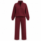 Ensemble pantalon deux pièces décontracté, couleur unie, haut à col rabattu zippé et pantalon long tenue pour l'automne et l'hiver