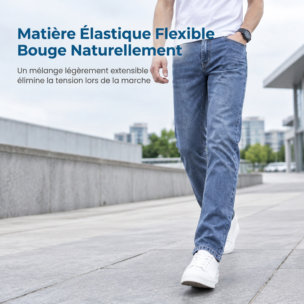 Jeans extensibles slim fit pour homme, pantalon en denim décontracté à taille mi-haute