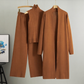 Ensemble en tricot 3 pièces décontracté pour femme pour automne et hiver : gilet sans manches, cardigan, pull et pantalon