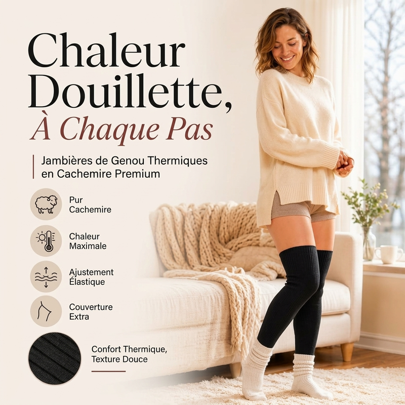 Genouillères en cachemire extensibles unisexes