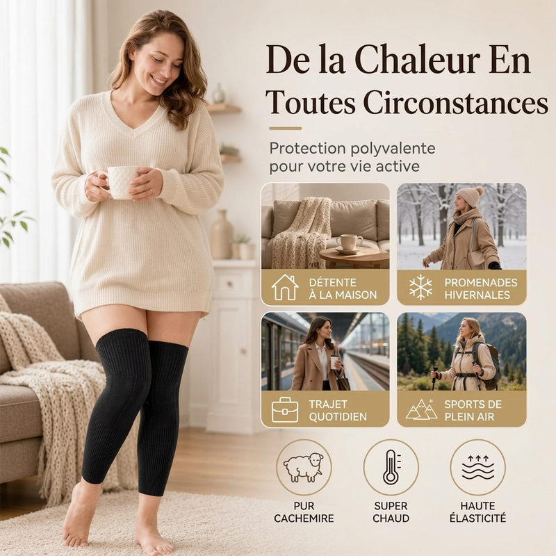 Genouillères en cachemire extensibles unisexes