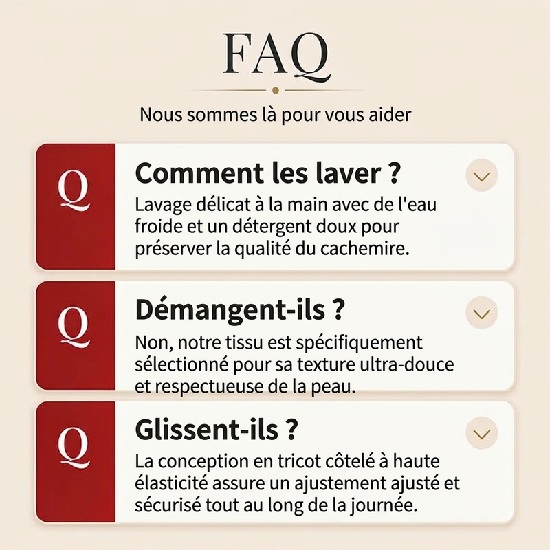 Genouillères en cachemire extensibles unisexes