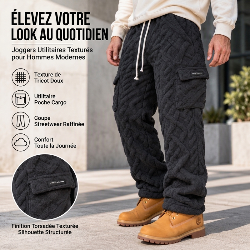 Pantalon cargo homme chaud et pelucheux en câble